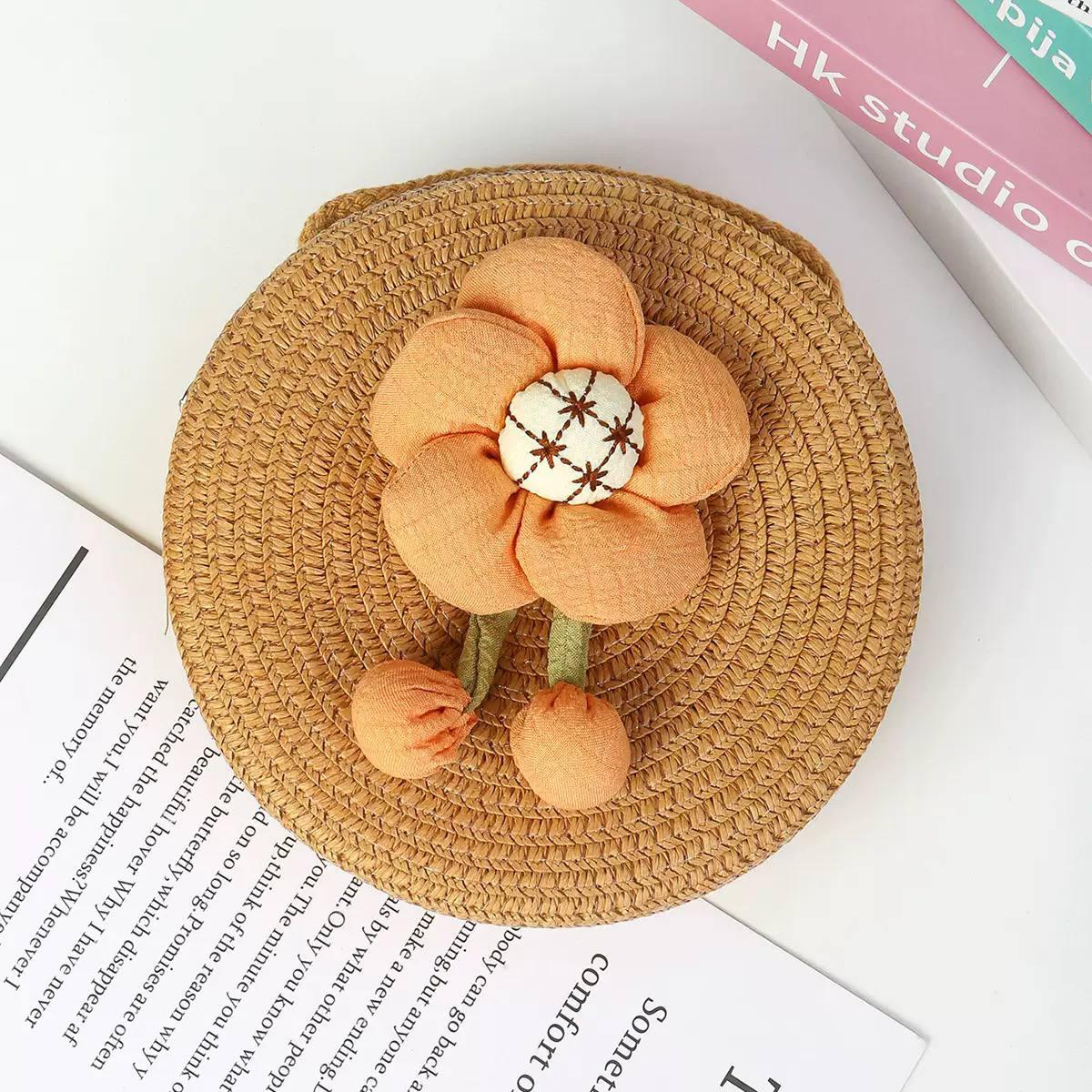 Cute Flower Design Kids Crossbody Bag – Handmade Round Sling Bag